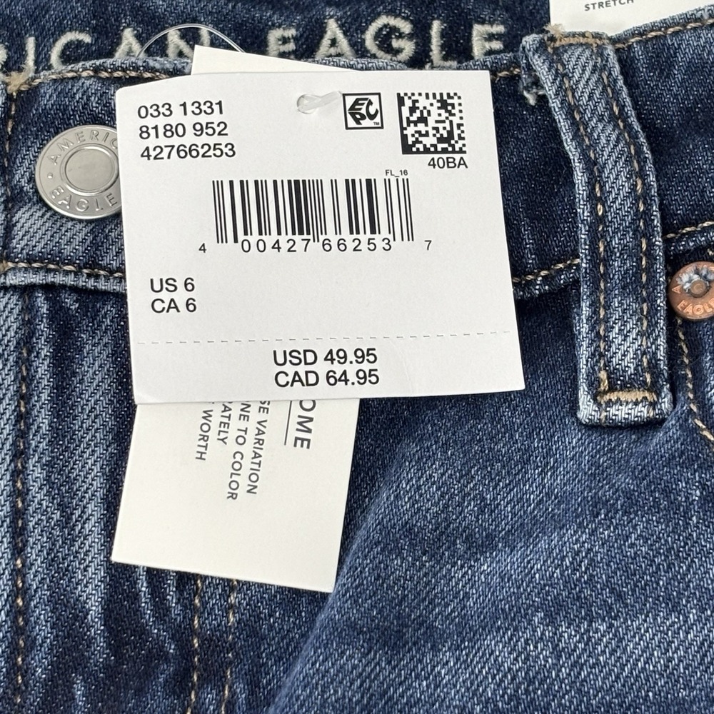 American Eagle Super Low Rise Perfect Shortie Denim Shorts Stretch Size 6 NWT - Picture 8 of 9